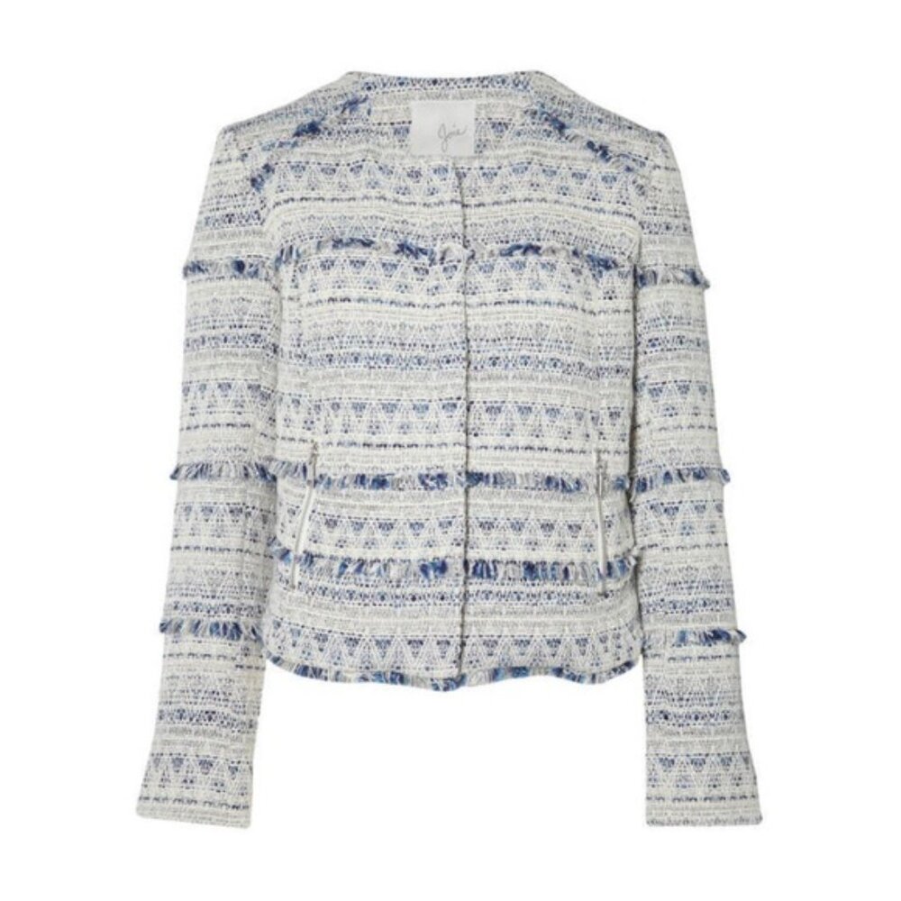 NEW Joie Tweed Fringe Boucle Moto Jacket Boho Size Small - Picture 7 of 14
